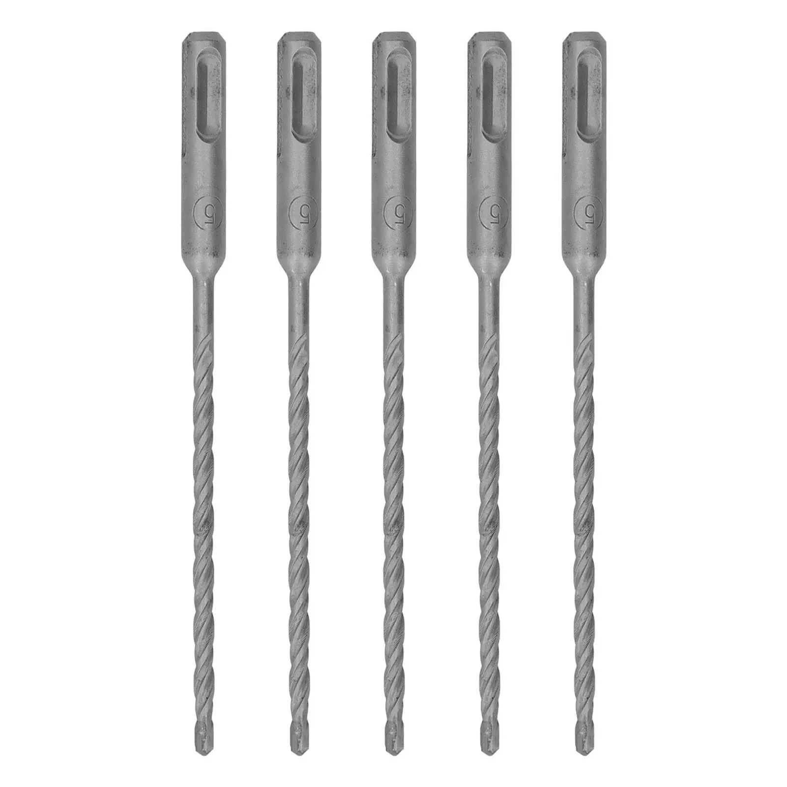 5 Pcs 160mm Hammer Drill Bits - 2 Flute Carbide Tip Impact Drills for Concrete, for brick & Stone