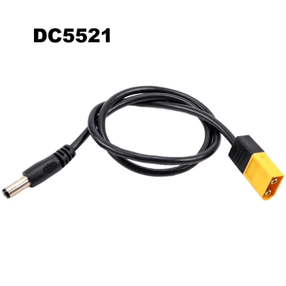 For XT60 To DC5525/DC5521 Adapter Cable 22 AWG Dual-Core Copper Cord Yellow For T12 TS100 TS101 Soldering Irons 0.5 M Flexible