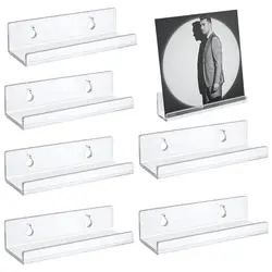 Acrylic Record Shelf 6PCS Invisible Clear Wall Mount Vinyl Holder Wall Album Record Holder Record Display Shelf For Home Decor