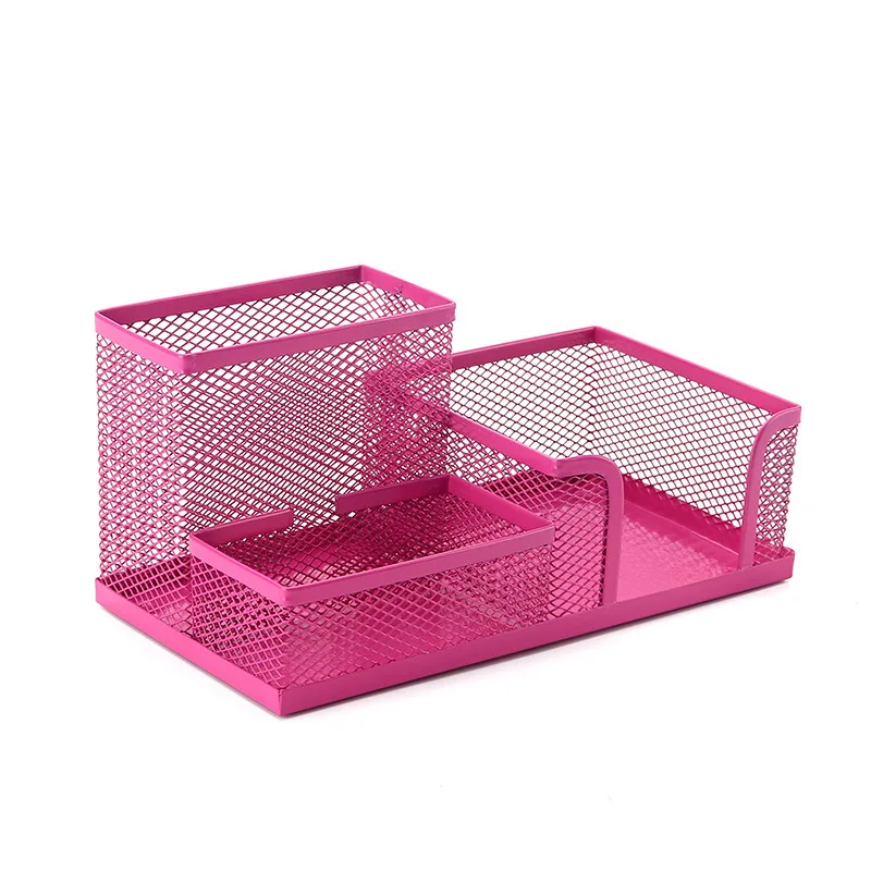 Metal Hollow Mesh Wire Desk Organizer, Lápis e Pen Holder, Acessórios de Escritório, 3 em 1