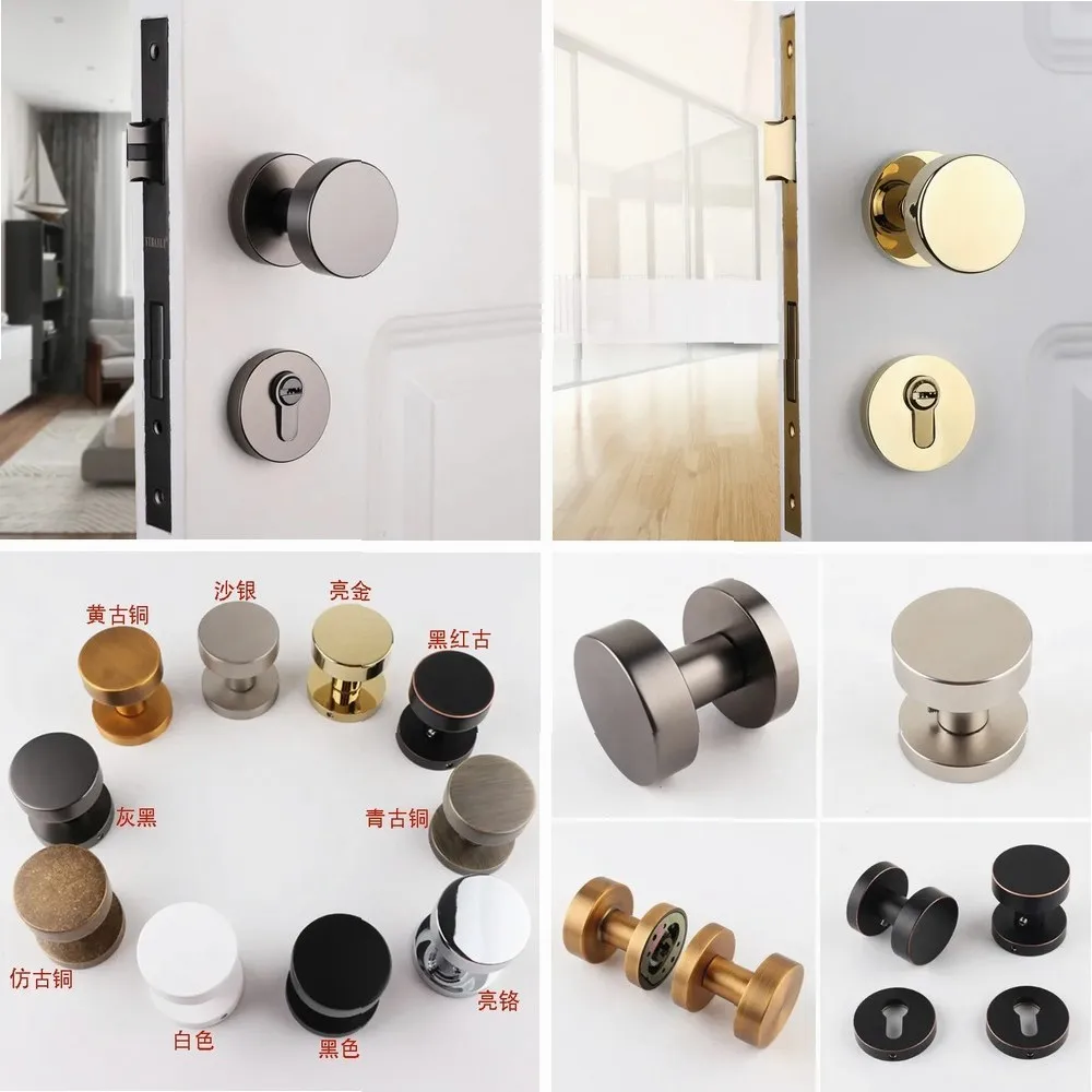 Matte Black Minimalist Door Lock, Silent Split Lock for Bedroom Doors