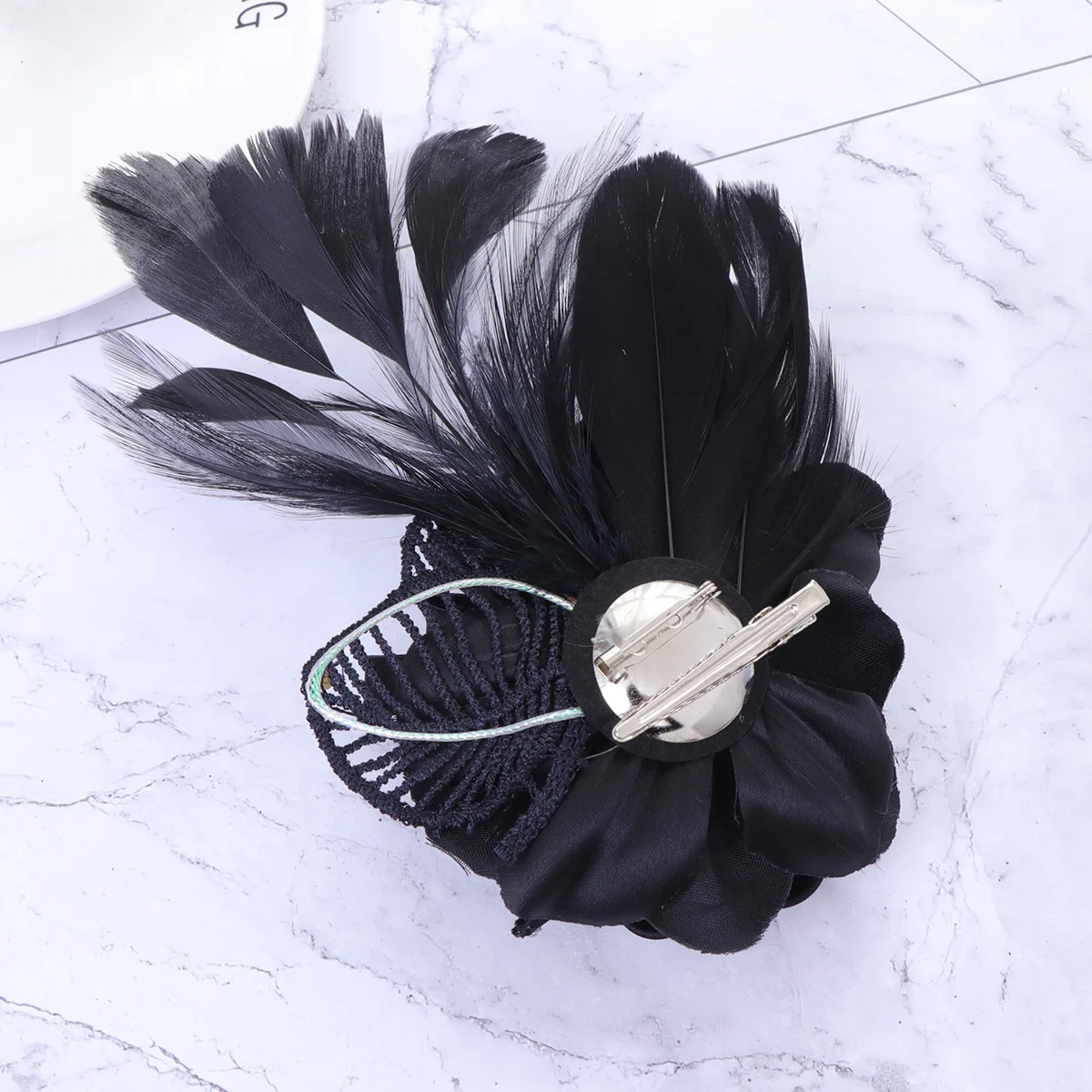 

1Pcs Cloth Flower Brooch Elegant Hairpin Black for Women Girls Festival Party Gift Lightweight Hair Clip