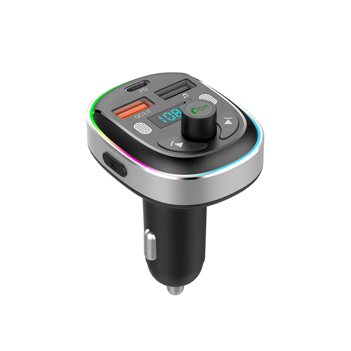 Bluetooth 5.3 FM Transmitter Bluetooth Car Radio Adapter, PD 30W & QC3.0 Fast Car Charger with Handsfree