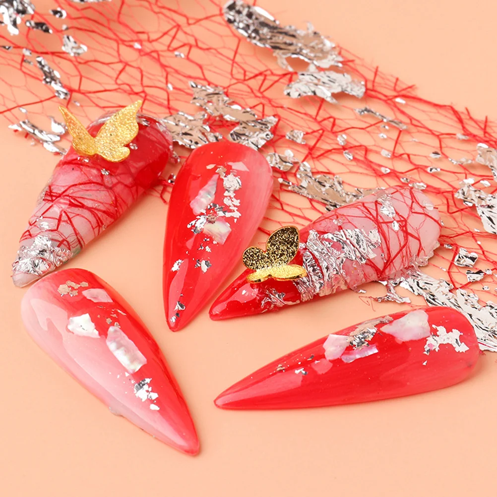 1 Box Blattgold Netz Glitzer Nail Art Dekorationen Diy Maniküre Zubehör für Frauen Leichtes, langlebiges Design Perfektes Geschenk