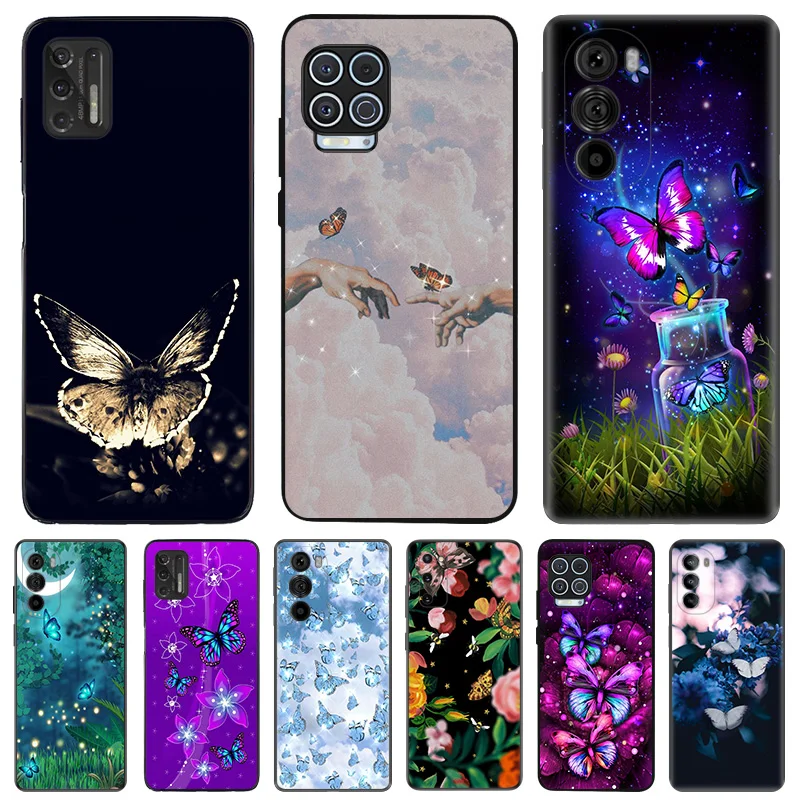 Anti-Drop Soft Phone Case For Motorola G73 G9 G50 G51 G60 G71 G22 G32 G52 G72 G53 Edge 40 30 20 Flower Nocturnal Butterfly Cover