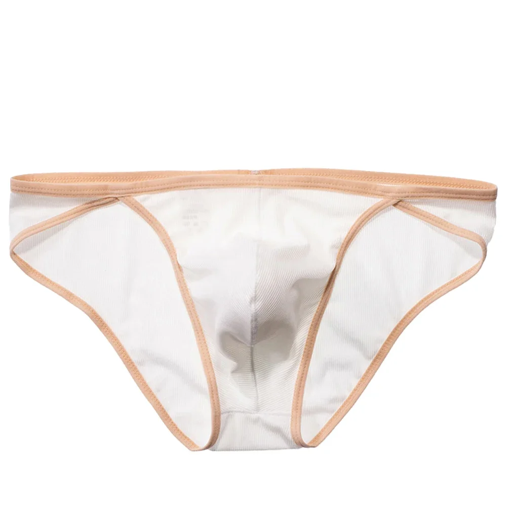 Cuecas de cintura baixa para homens, cuecas sem costuras, calcinha bulge, cuecas com nervuras, lingerie sexy, cuecas monocromáticas