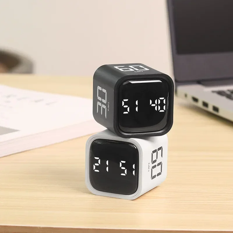 Productivity Cube Timer Gravity Sensor Flipping LED Display 4 Preset Time Dual Modes Countdown Cooking Study Mini Digital Timer