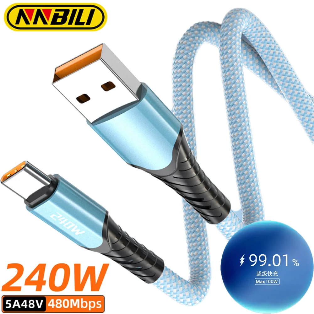 NNBILI 240W Fast Charge USB A to Type C Quick Charge Cable For Samsung S24 Realme Xiaomi 14 Huawei OPPO OnePlus Phone Data Cable