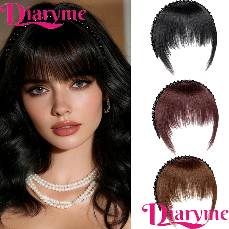 

Женская накладка для волос из синтетического волокна, повязка на голову с челкой, фронтальная накладка для маскировки седины, удобная и комфортная.