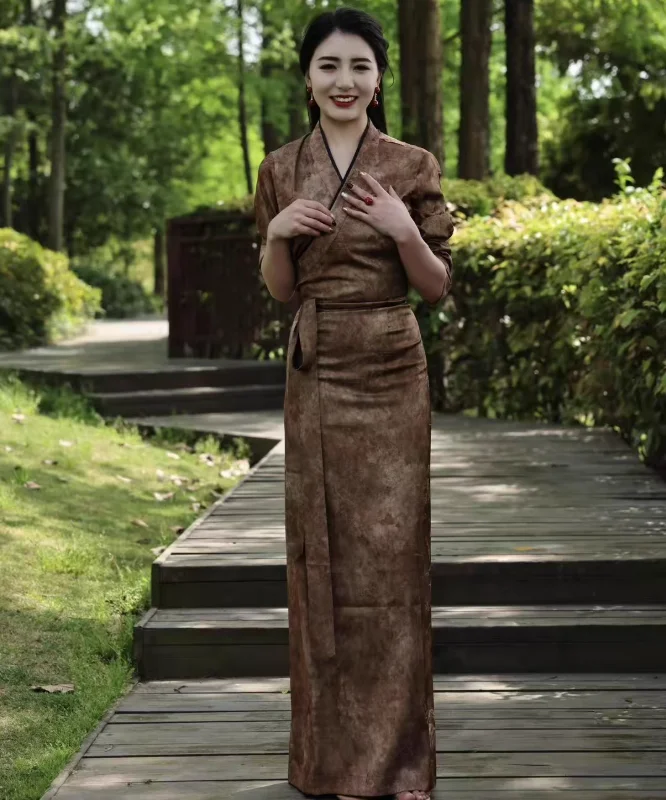 Chińska letnia cienka sukienka Xizang Sukienka damska Retro Bola Dress