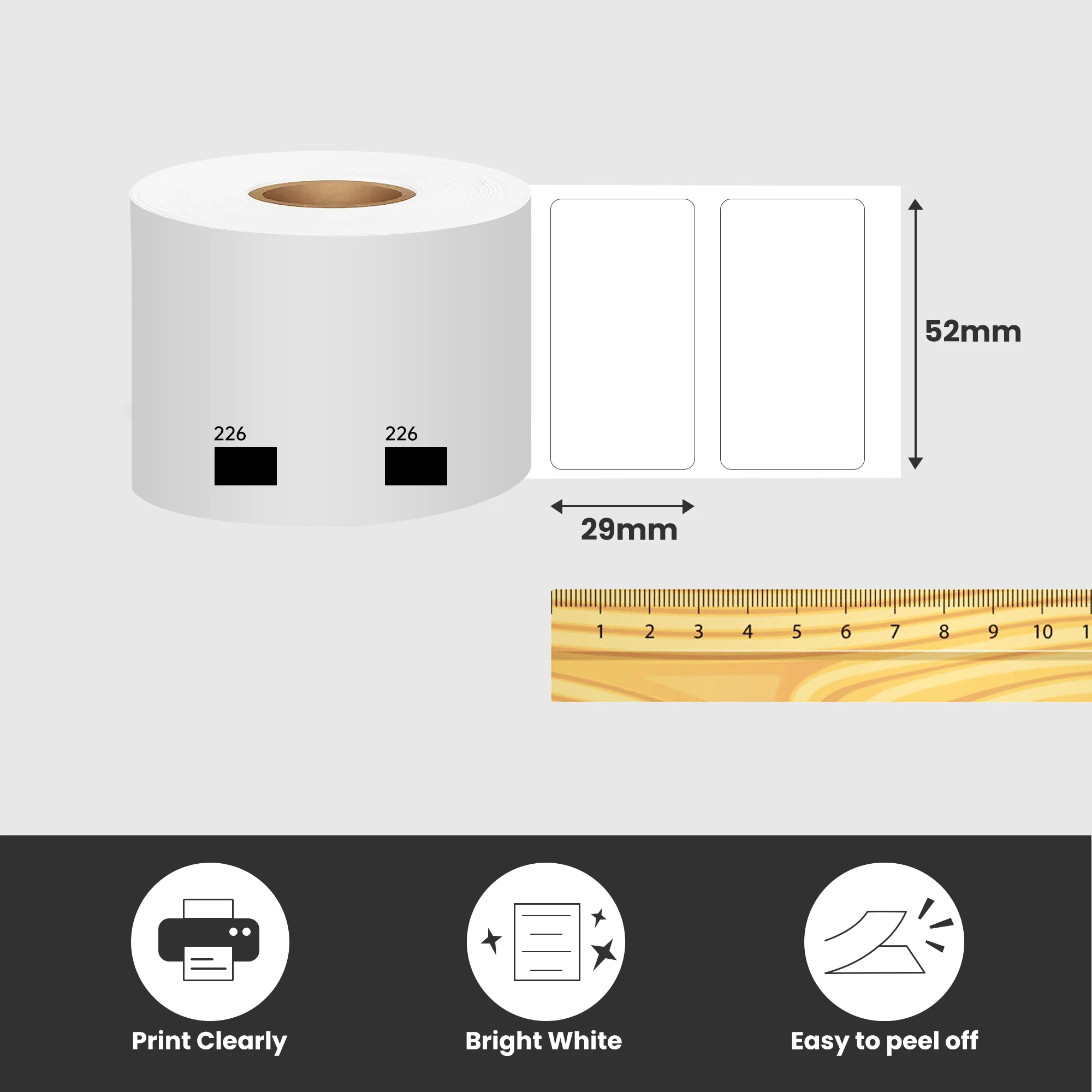 Compatible Dk11226 Black on White 52X29mm Thermal Label Roll 1000 labels per roll (Without label holder / cartridge )