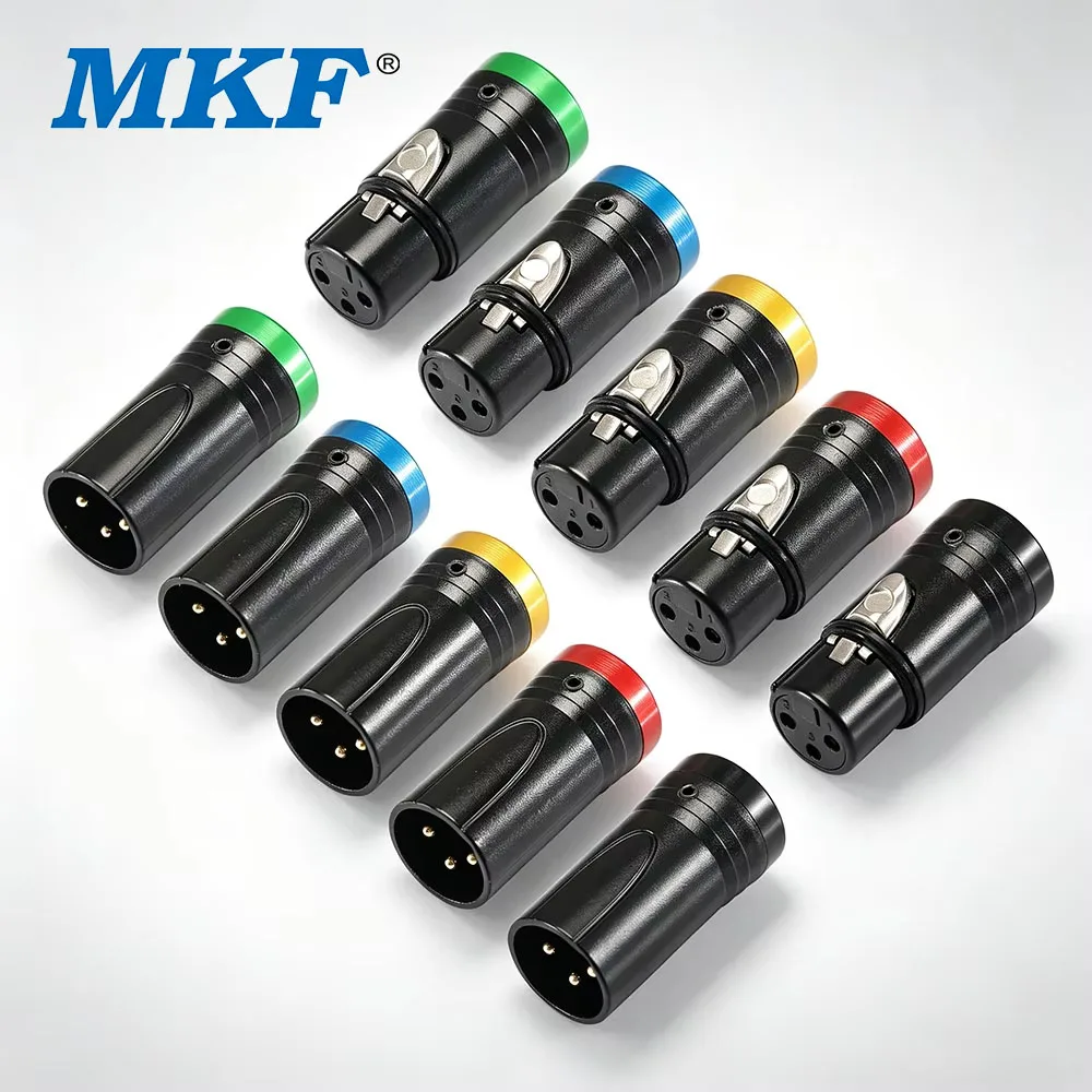 XLR Male Female Connector 90 Degree Right Angle L Gold Plated 3 Pin Adjustable DIY Audio Plug for Microphone Mixer Patch Cable