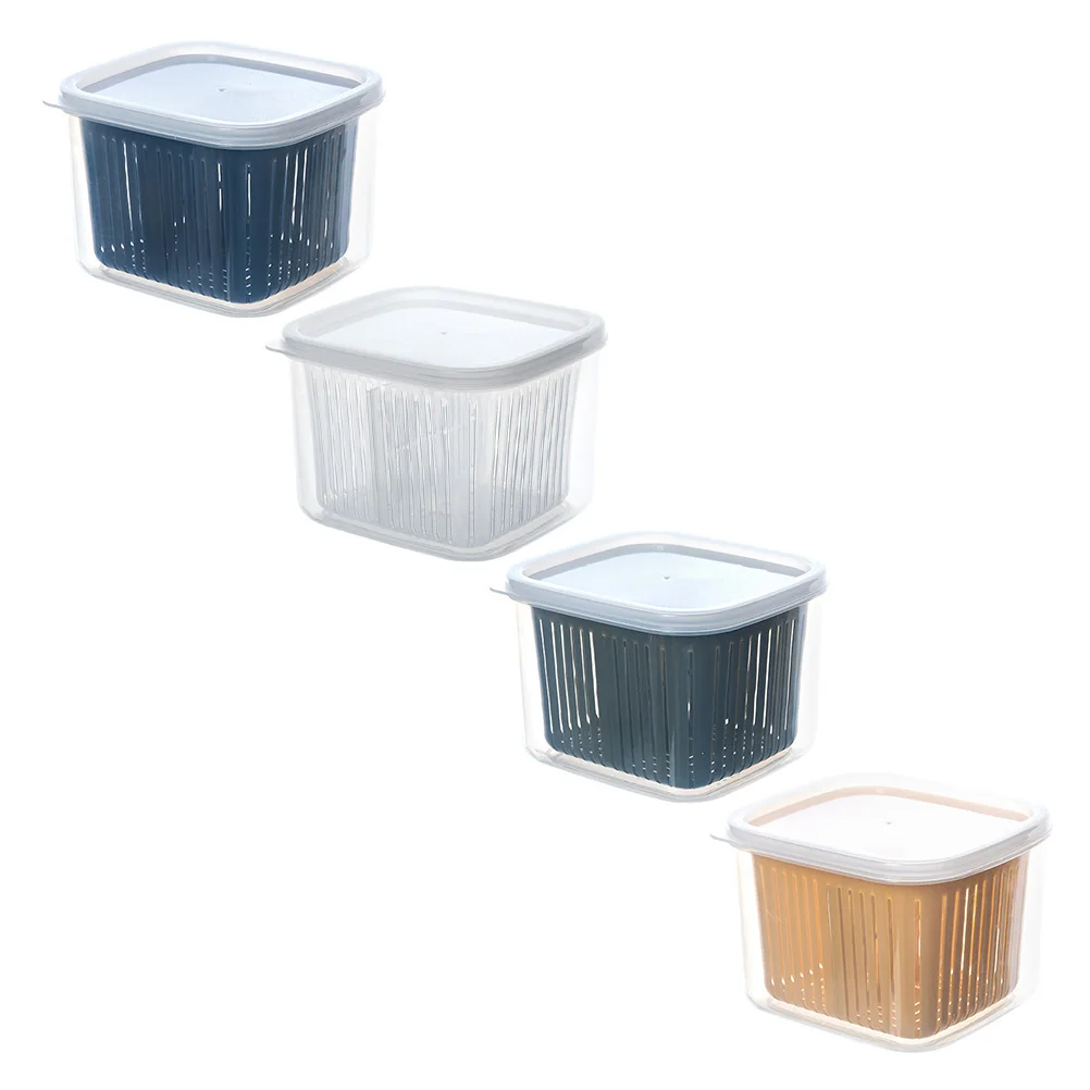 

4 Pcs Divided Food Containers Drainage for Fruit Vegetable Storage Fridge Long PP Berry Lettuce Household Storage