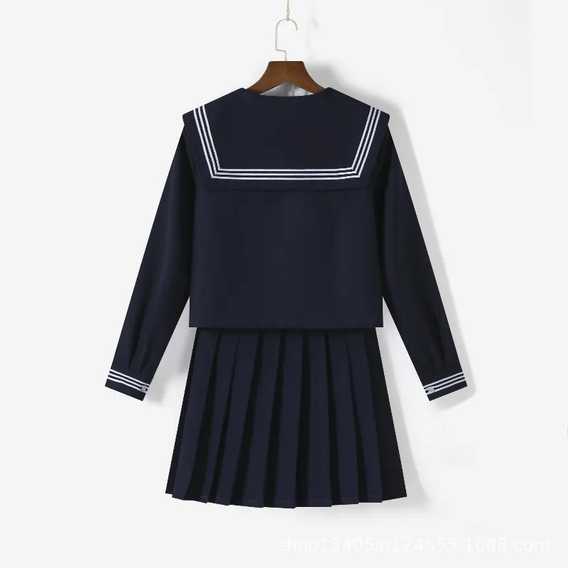 

JK Uniform Authentic Navy White Three Stripe Sailor School Dress Pleated Skirt