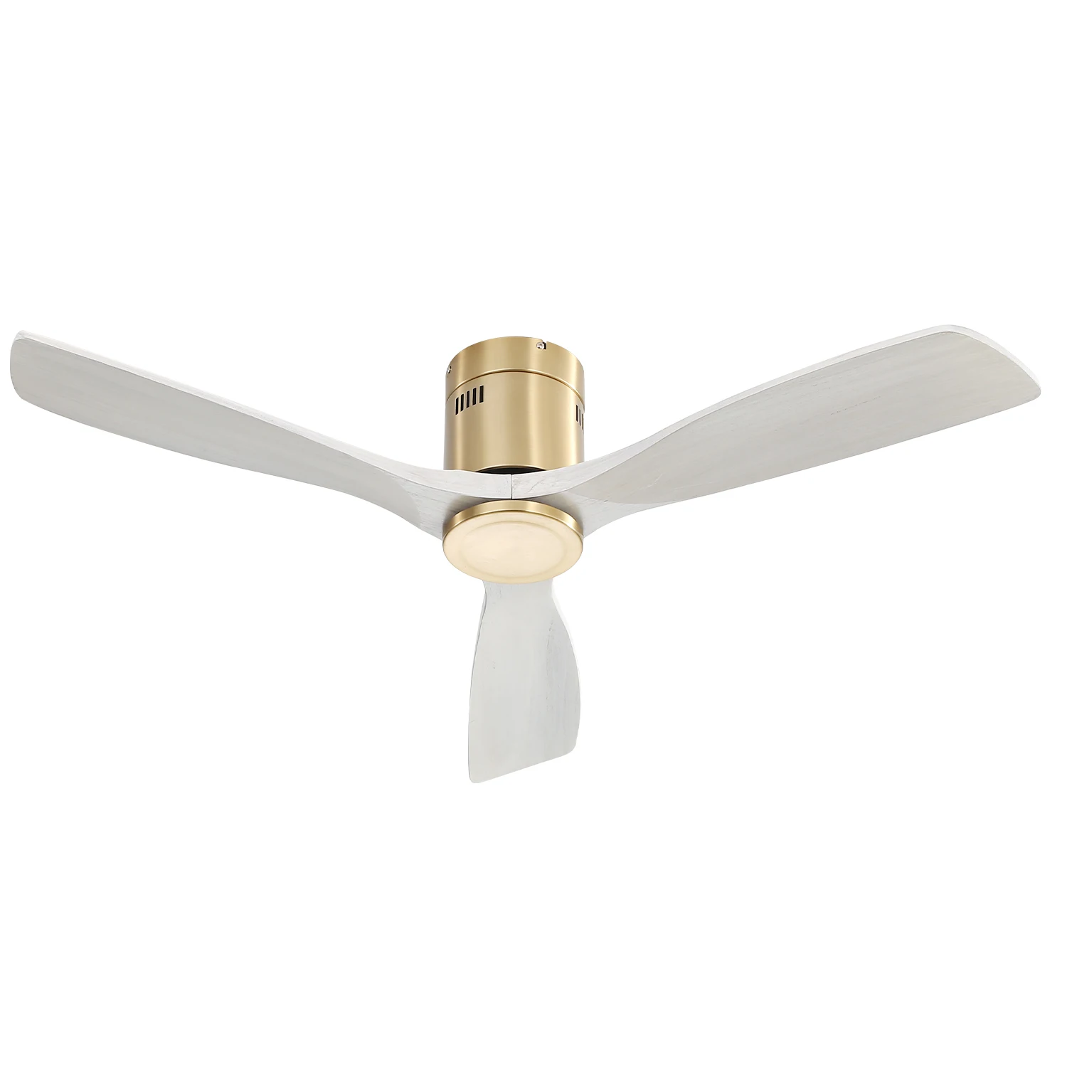 52 Inch Low Profile Ceiling Fan DC 3 Solid Wood Fan Blade Noiseless Reversible Motor Remote Control Without Light