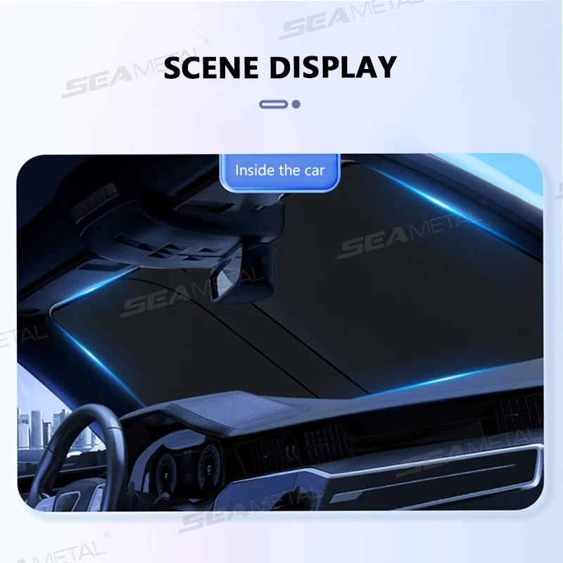 SEAMETAL مظلة السيارات UV انعكاس الزجاج الأمامي مظلة الجبهة الشمس الظل المظلة طوي الصيف حماية مقعد العزل الحراري