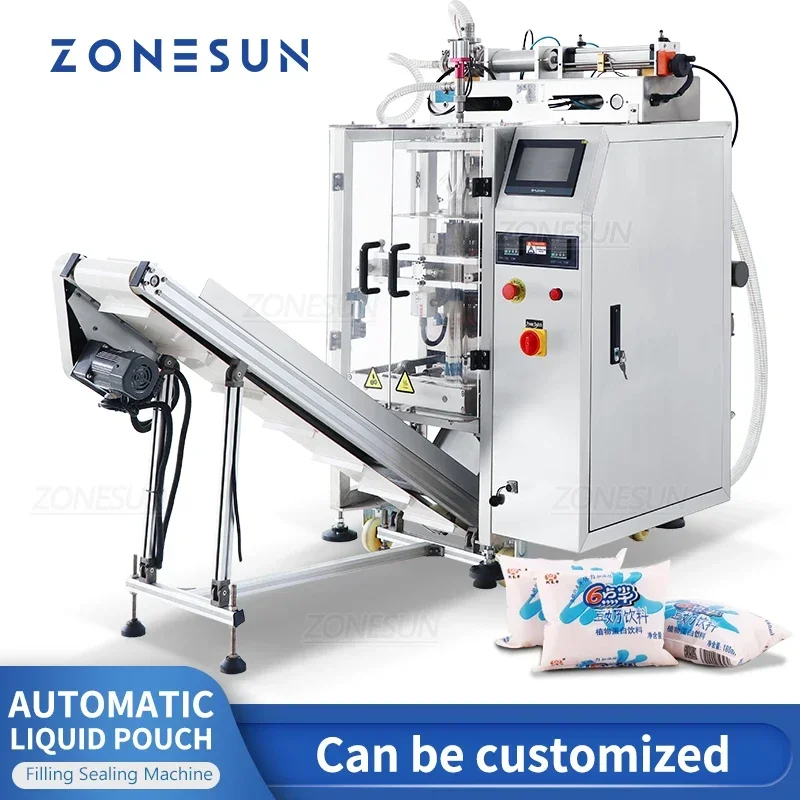ZONESUN ZS- GFYT Automatic Liquid Pouch Filling Sealing Machine With Date Coder Soy Milk Water Bag Drink Production
