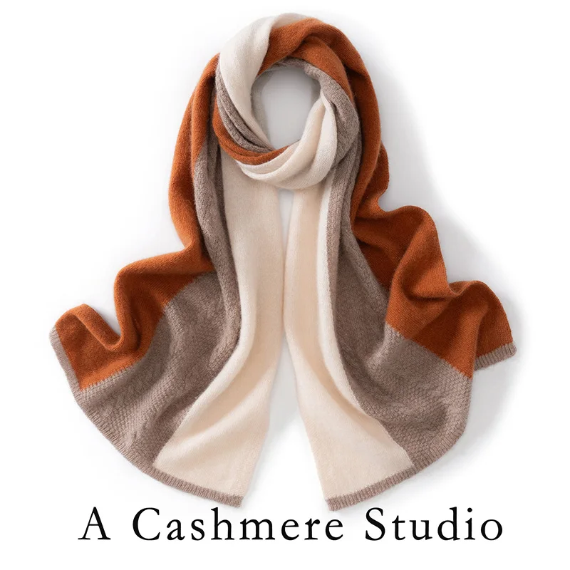 Women's 100% cashmere Stole color matching long scarf fashion knit Shawl warm Poncho comfortable wholesale.