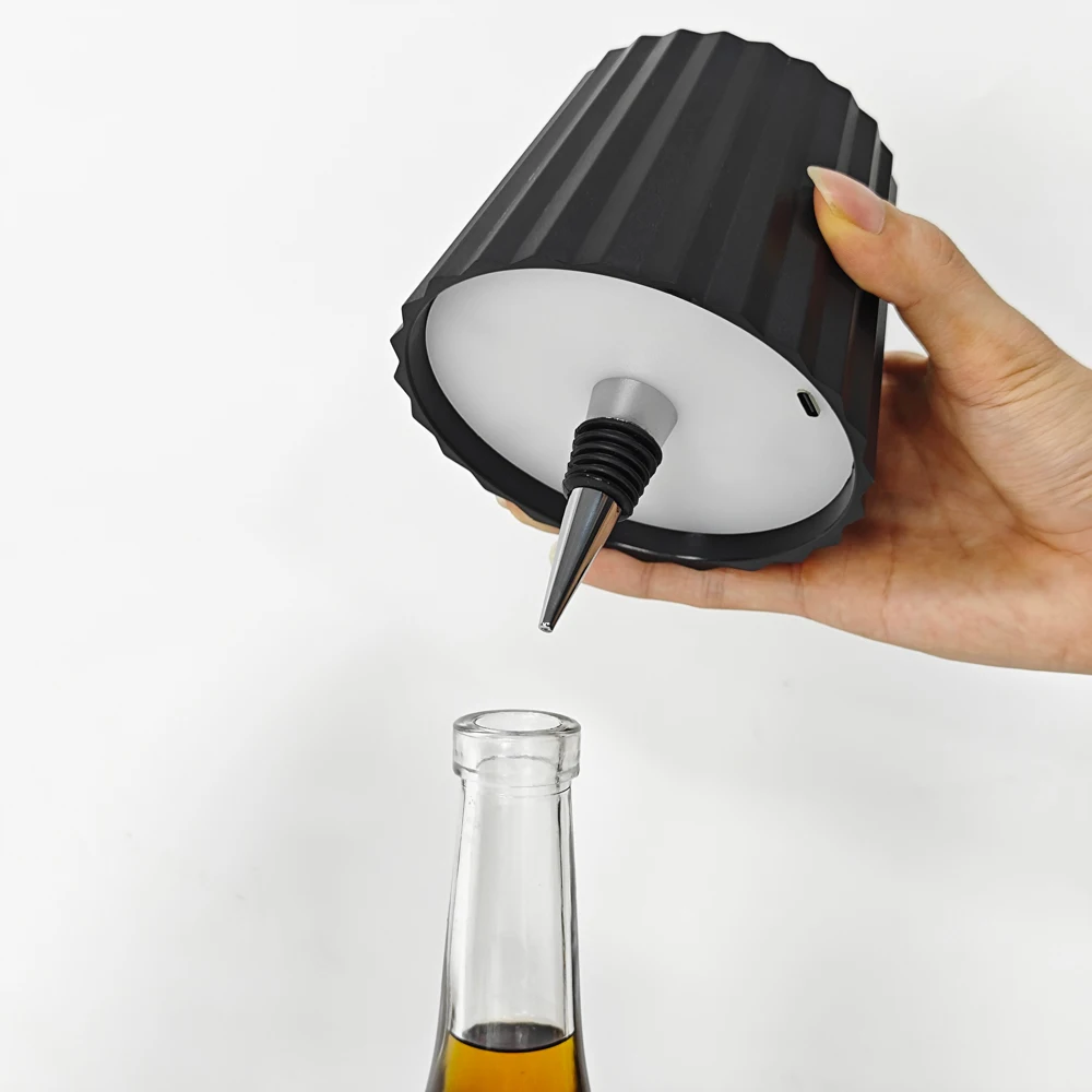 Rechargeable LED Wine Bottle Light 3 Colors and Dimmable  Bar Cafe Atmosphere Night Light Rechargeable LED Creative Table Lamp