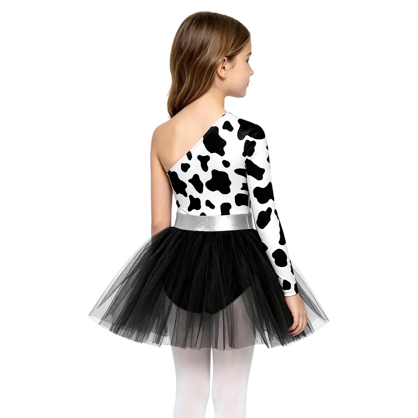 Kinder Mädchen Tiermuster Ballett-Tutu-Kleid Höhlenmensch-Aufführungskostüm Langarm Metallisch Bedrucktes Oberteil Tüllkleid – Detail 12