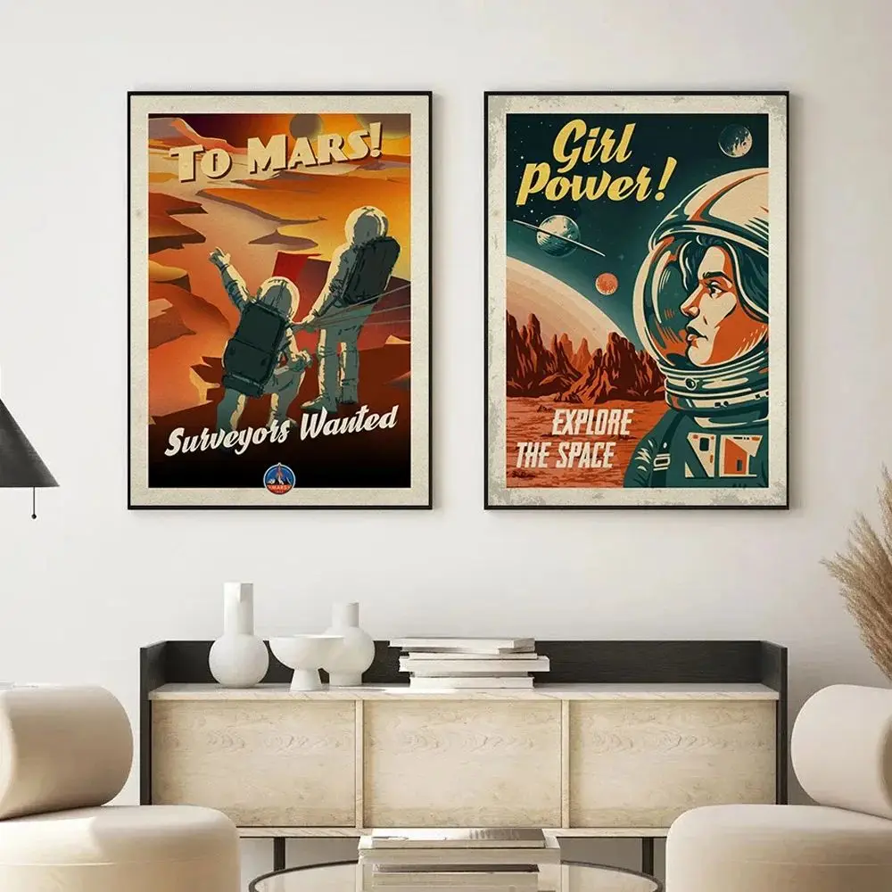 Planets and Universe Retro Space Travel Posters Astronomy Explore Prints Poster Vintage Home Room Decor Rocket Art Wall Painting