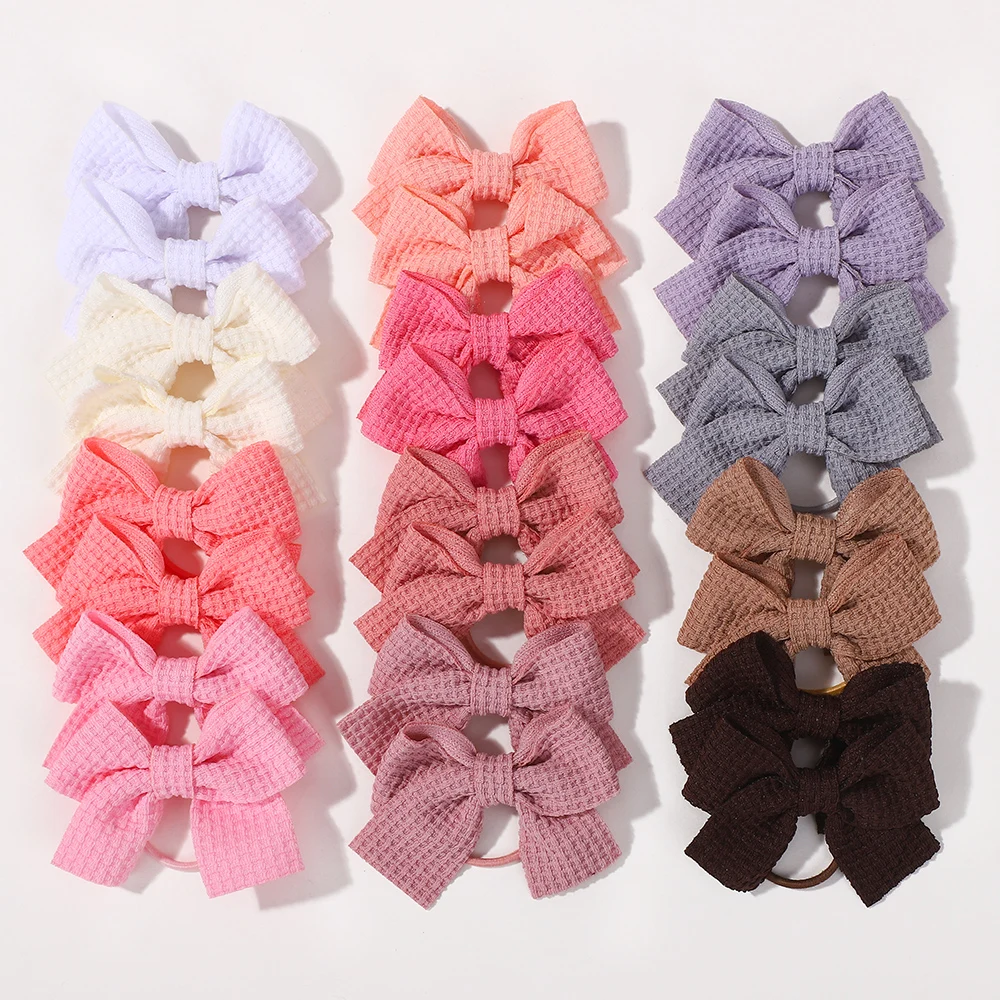 20 stücke Zufällige farbe Mini Bögen Elastische Haarbänder Kinder Mädchen Kleine Gummiband Haar Seil Pferdeschwanz Halter Headwear Haar Zubehör