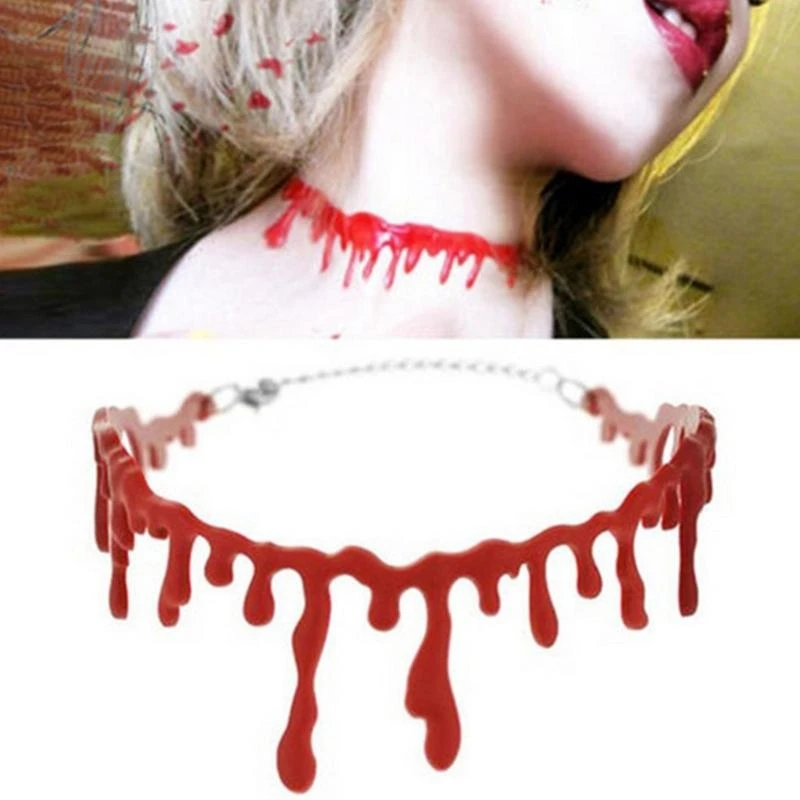 

Y5GC Bloody Scar Necklace Horror Blood Drip Necklace Throat Bleeding Necklace Halloween Mardi Gras Party Supplies for Ladies