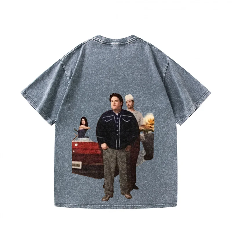 تي شيرت رجالي رمادي برنامج تلفزيوني مطبوع نمط كاجوال ملابس يومية صيفية عصرية تي شيرت علوي #3