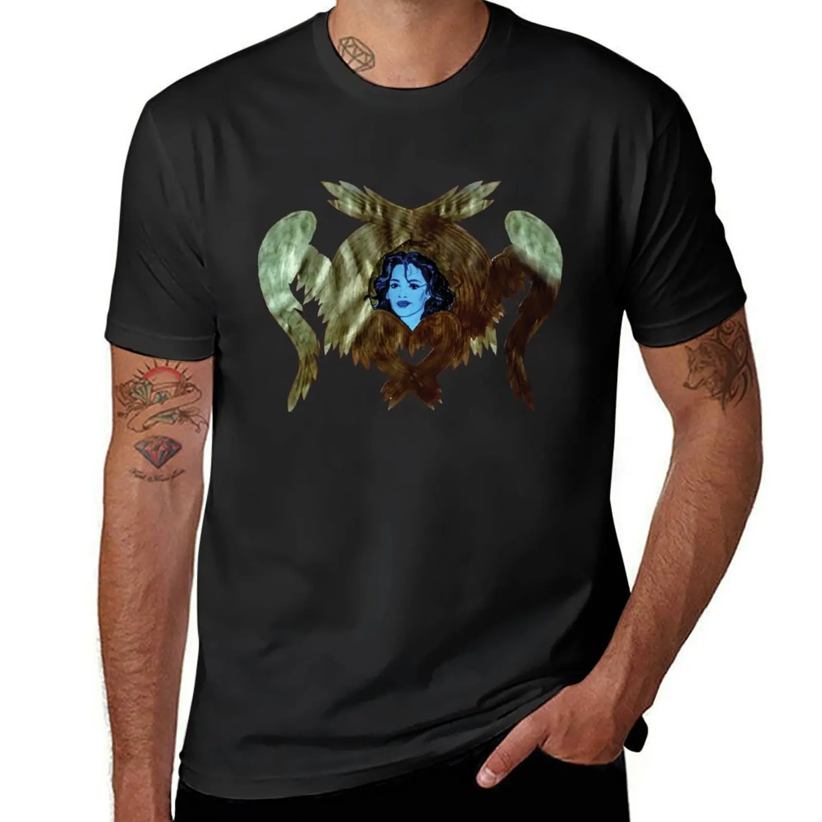 Portrait of Nigella Lawson as Golden Winged Angel T-Shirt for a boy customs mens plain t shirts