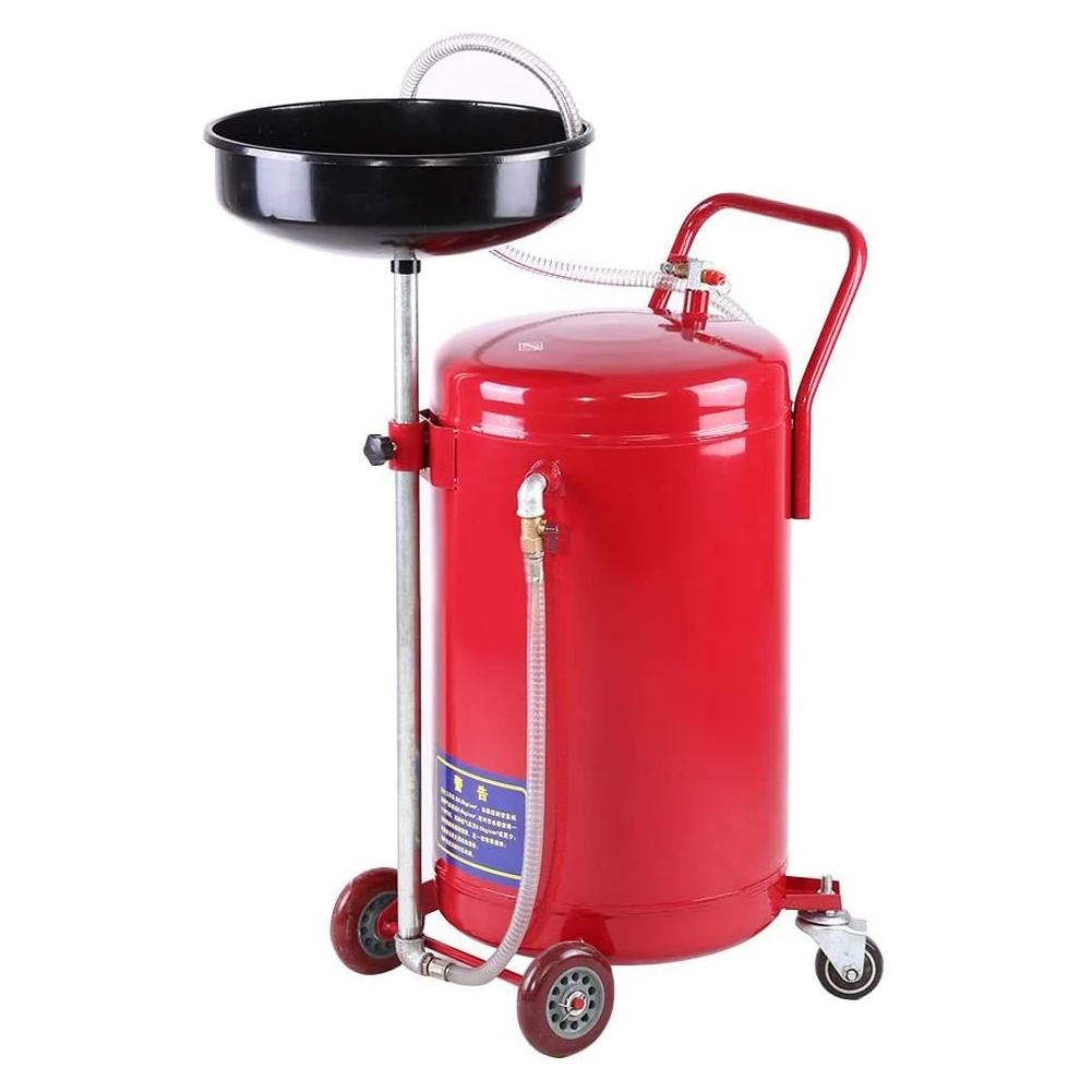 80 Liter 17.5 Gallon Portable Auto Waste Oil Drain Tank Air Operated Drainer Drainage Collector