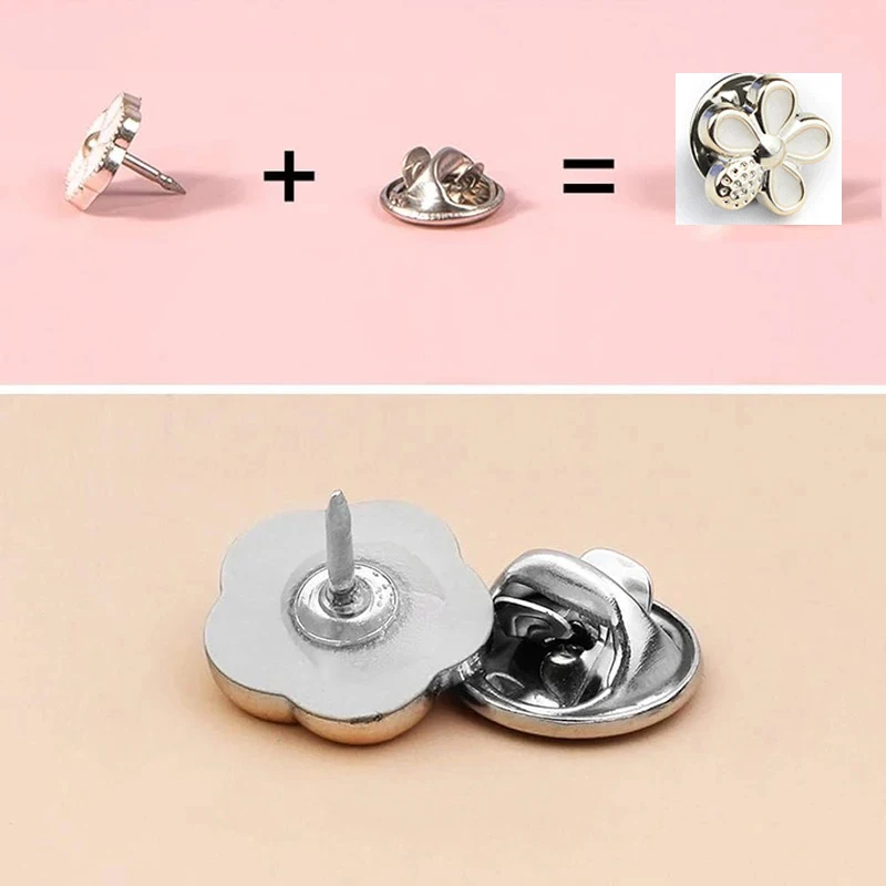 15Pcs/lot Women Shirt Brooch Buttons Cover up Button Pins Free Sewing Pearl Rhinestone Button for DIY Shirt Hat Clothing Decor
