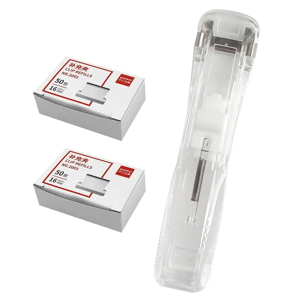 Non Marking Stapler Heavy Duty Clips Office Supplies Student Stationery Transparent Plastic Clam Clip Dispenser Paper Organizer