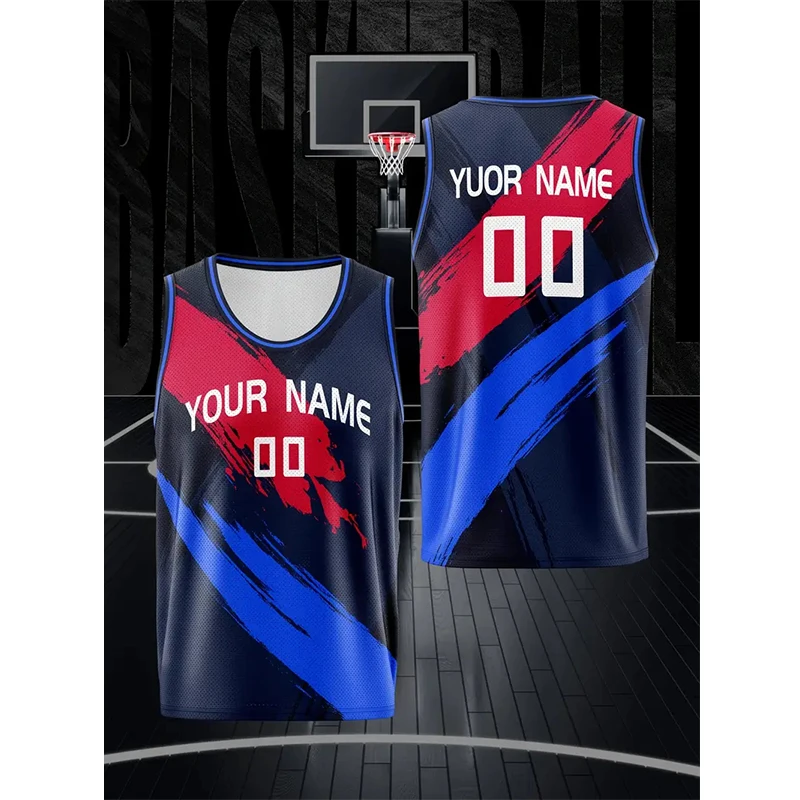 

DIY Name Number Male Basketball Jersey Summer 3D Print Team Uniform Men's Women's Tank Tops Loose Outdoor Sports Sleeveless Vest