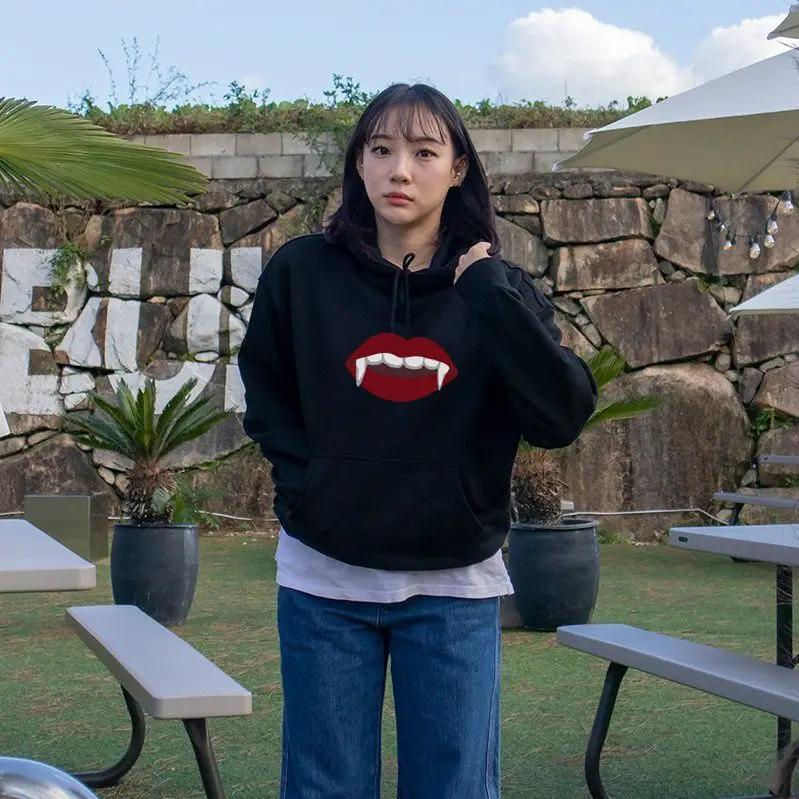 

Sweatshirts for Autumn and Winter: Vampire Pattern Anime Hooded Casual Jacket, Loose Cap Sweatshirt, Couple Hoodies