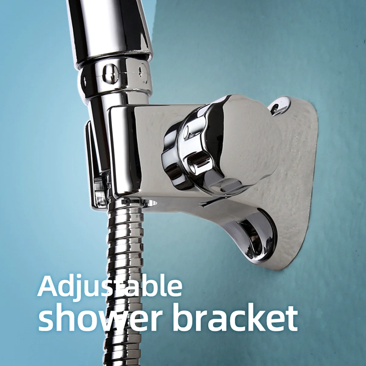 Silver Electroplated Stainless Steel Showerhead Bracket, No-Punch Adjustable Bathroom Showerhead Universal Holder