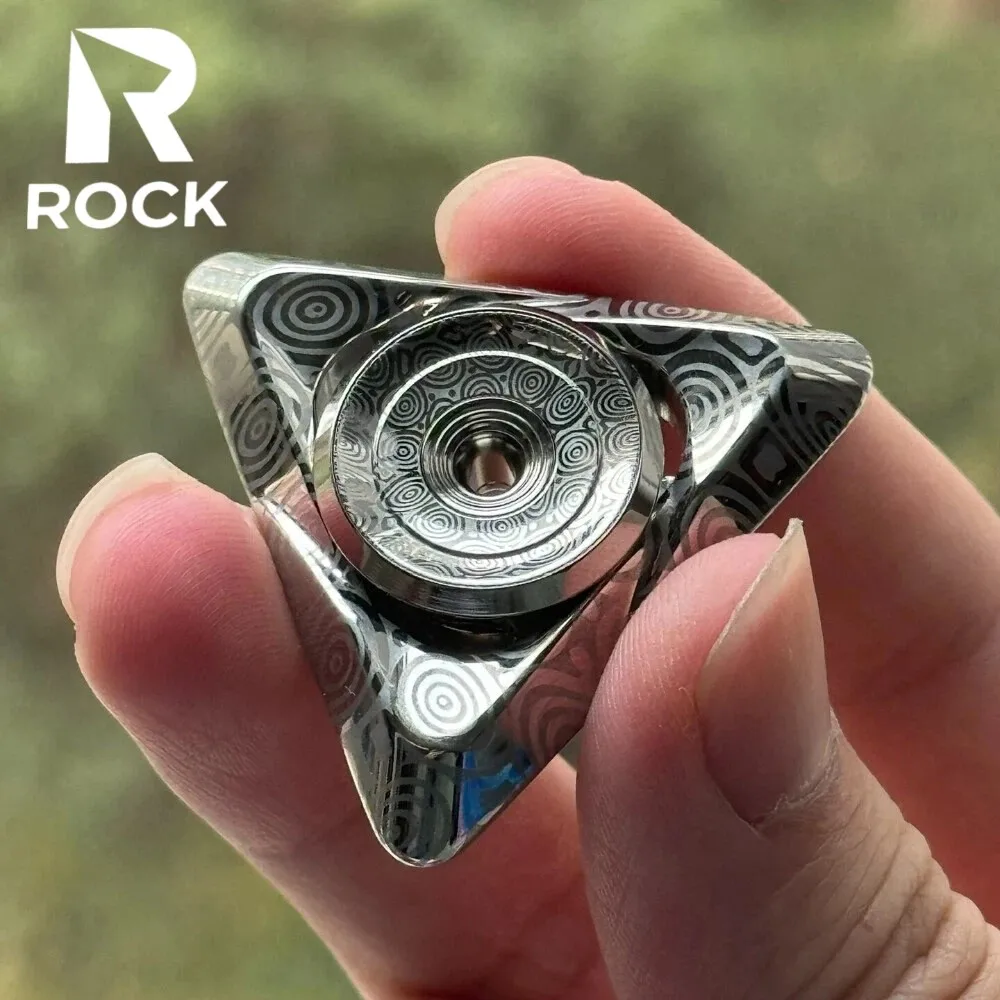 ROCK EDC  Ling Guang Damasteel Fidget Spinner Fidget Toys For Adults Three-Bladed Fidget Spinner Anxiety Relief Gadgets