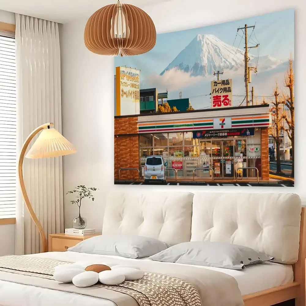 Beautiful Scenery Mount Fuji Tapestry Custom Living Bedroom Party Dormitory Interior Wall Bohemian Decoration Attached Clip