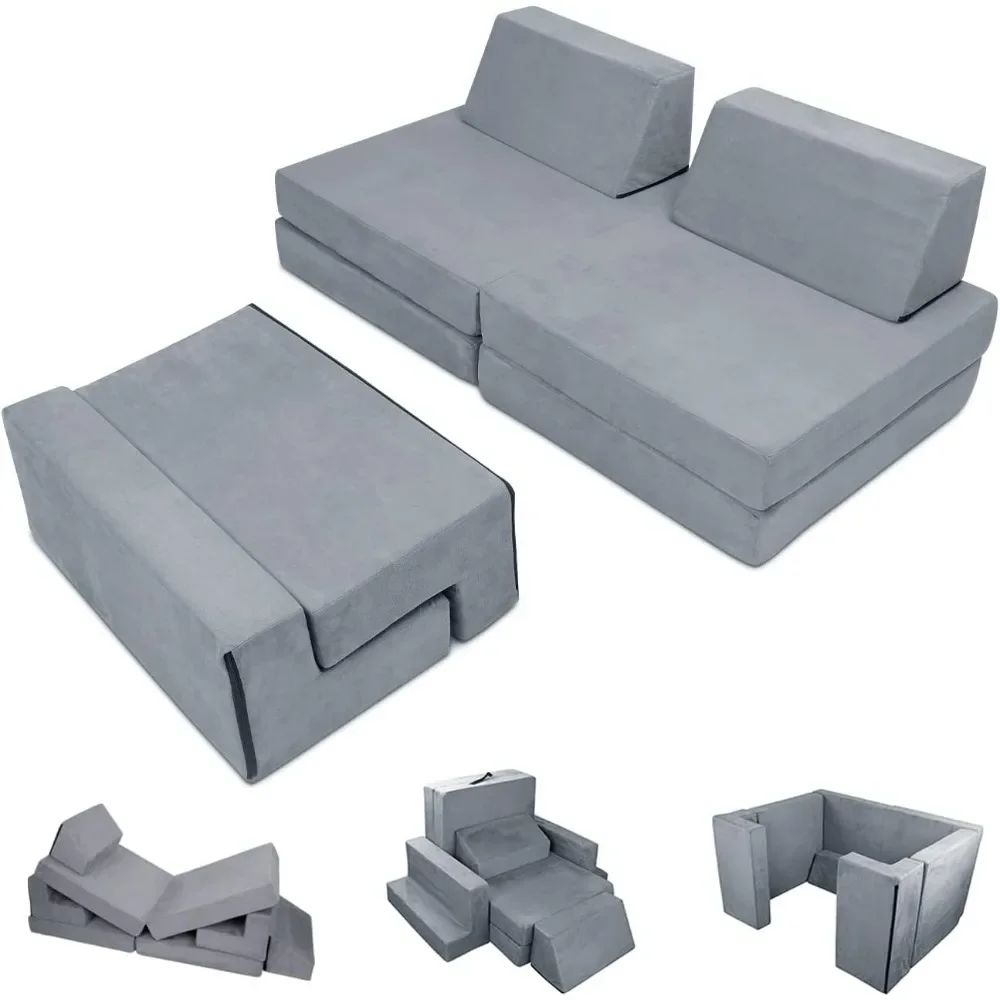 7PCS Kids Play Couch, Premium Modular Kids Play Couch for Toddler Teens, Child Sectional Sofa