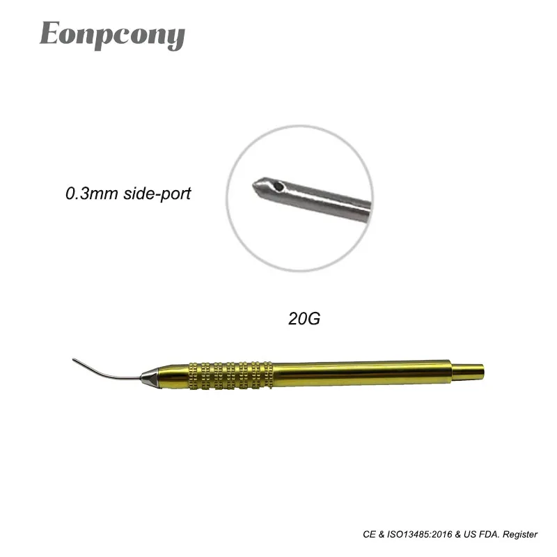 Bimanual aspiratiehandstuk gekartelde handgreep 0,3 mm poort titaniumlegering oogheelkundige chirurgische instrumenten