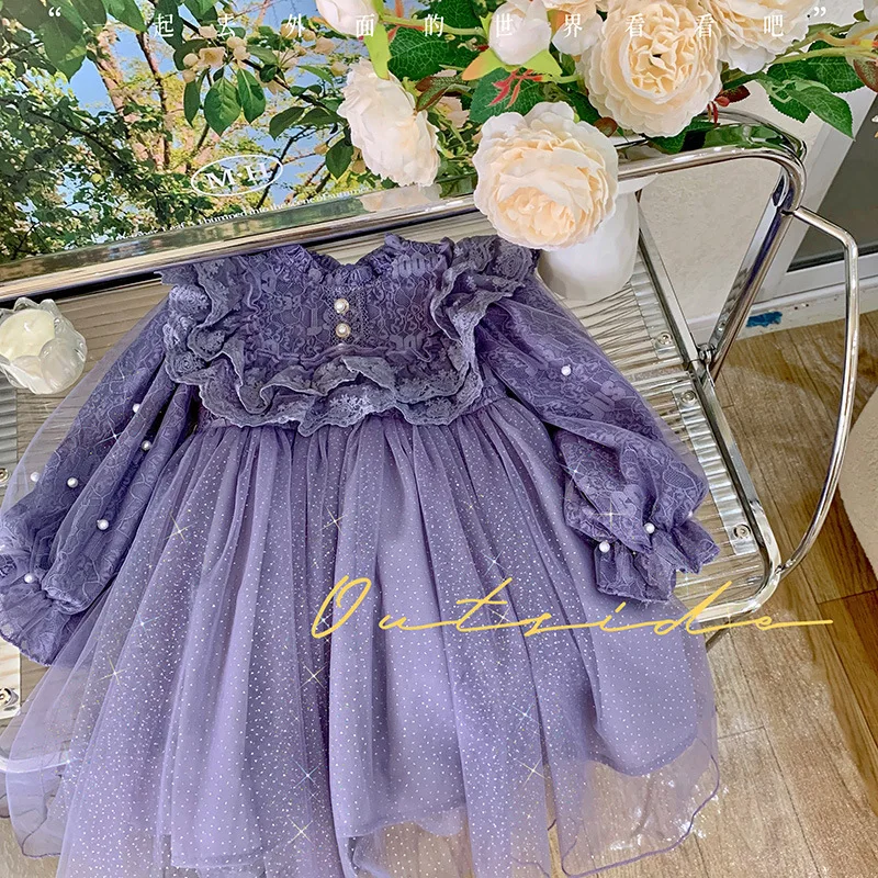 Girl Dress Infant Baby Birthday Party Wedding Princess Baptism Pearls Long  Sleeve Kids Clothes Evening Tulle Tutu Lace Dresses - AliExpress 1501