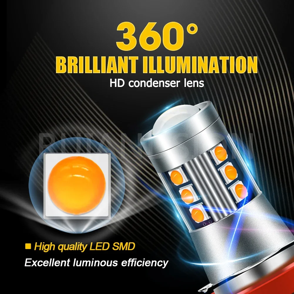 Ruiandsion 2 قطعة H11 H3C H7 LED أضواء الضباب سيارة المصابيح الأمامية 3030 رقاقة 15SMD 10-30 فولت صالح 12 فولت 24 فولت Foglamp الأصفر للدراجات النارية #4