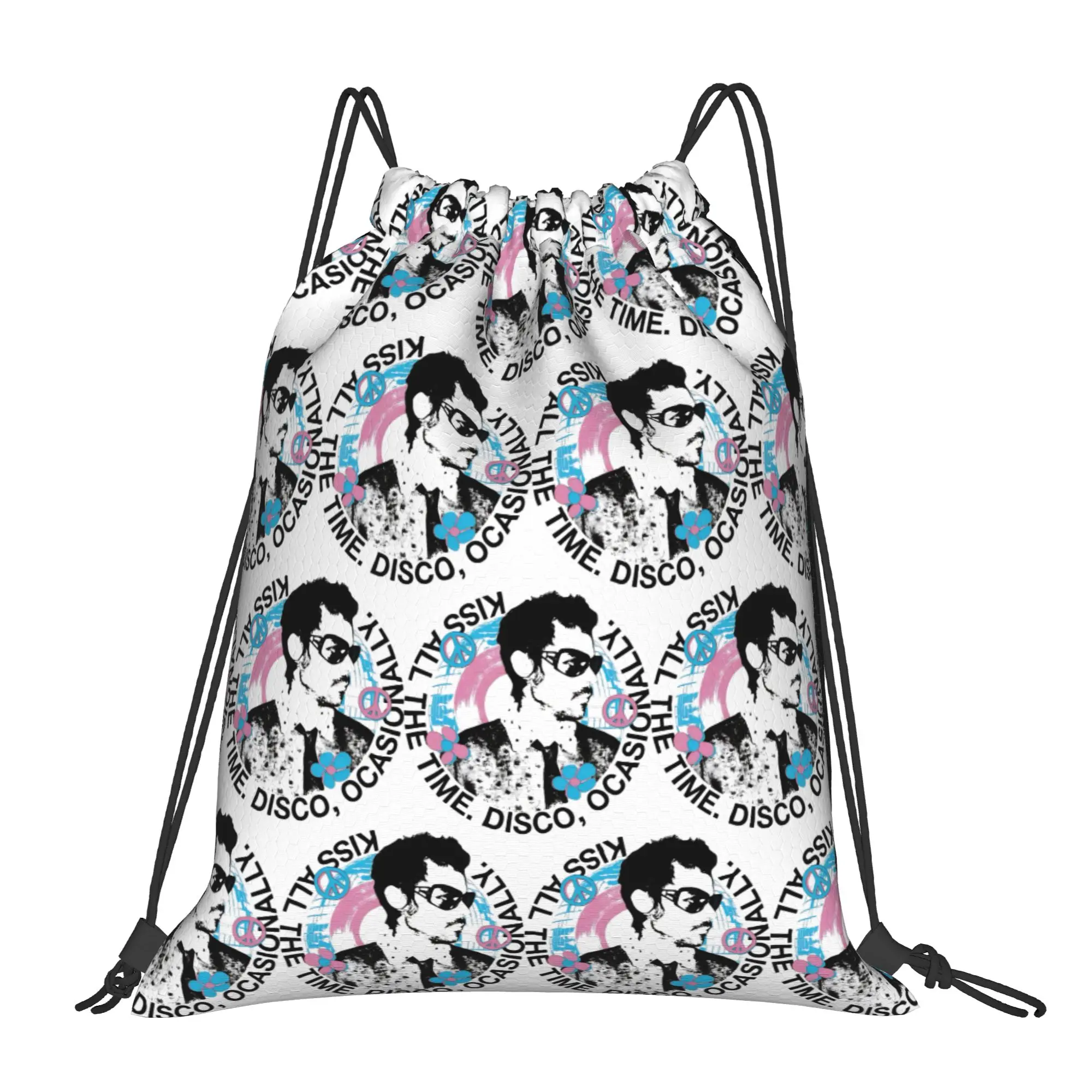 Kiss All The Time Disco Album Drawstring Backpack Gym Sackpack Harrys Music Styles String Bags for Running 36cm (W) x 43cm (H)