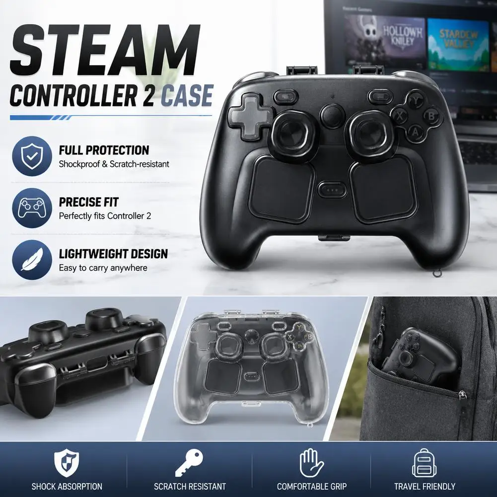 Transparente schwarze Schutzhülle gegen Stürze für Steam Controller 2_voghion.com