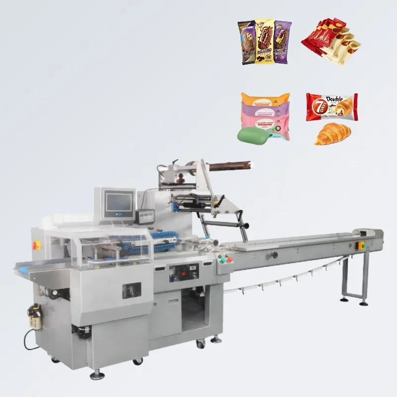 Customize Fully Automatic Reciprocating Pillow Packaging Machine for Snack, Candy, Bread, Fruit, and Daily Necessities Packaging