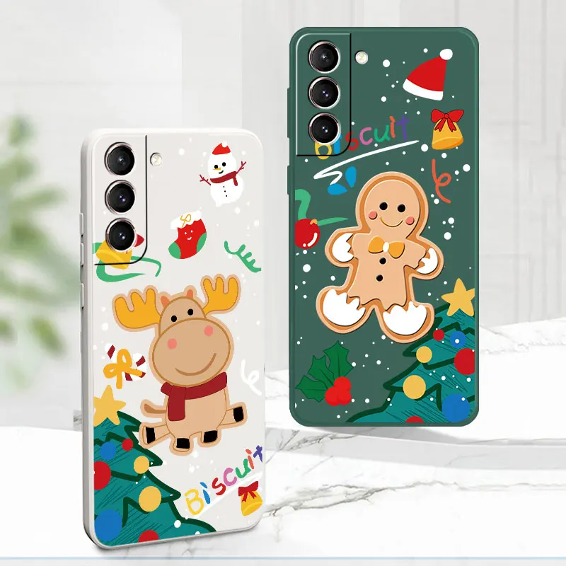 Winter Merry Christmas Case for Samsung Galaxy S24 S23 S20 FE 5G S9 S21 S22 S8 Note 20 Ultra S10 Plus S10e Liquid Silicone Armor