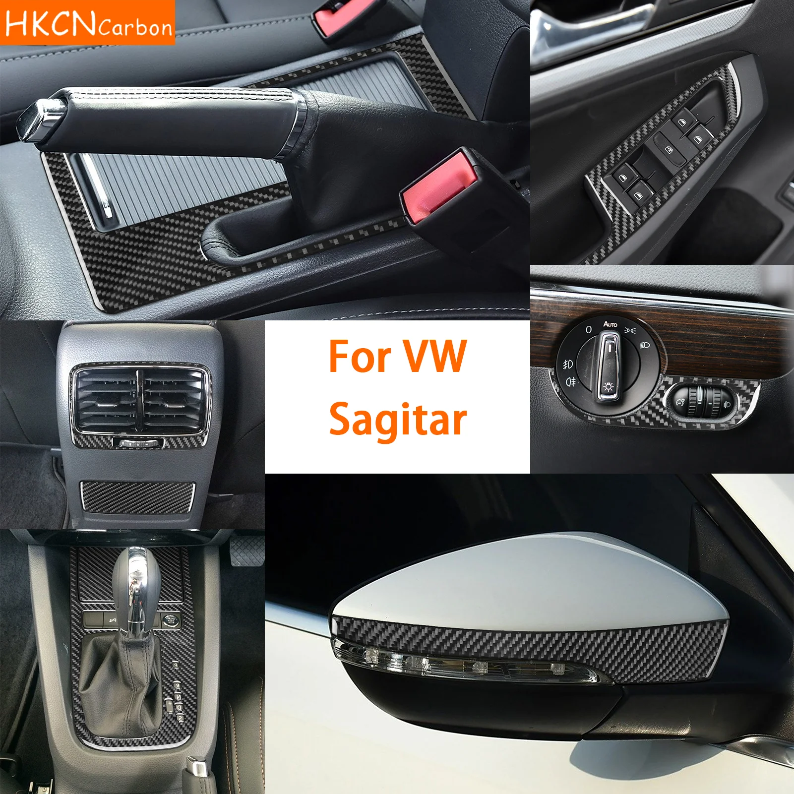 

For Volkswagen VW Sagitar 2012—2018 Car Accessories Carbon Fiber Headlight Mirror Door Panel Trim Sticker Interior Modification