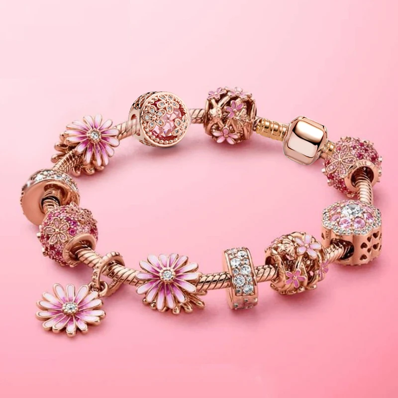 Seialoy New garden rose Daisy Charm Bracelets For Women Fashion Original Daisy Flower Beaded Bracelet & Bangle Jewelry Gift