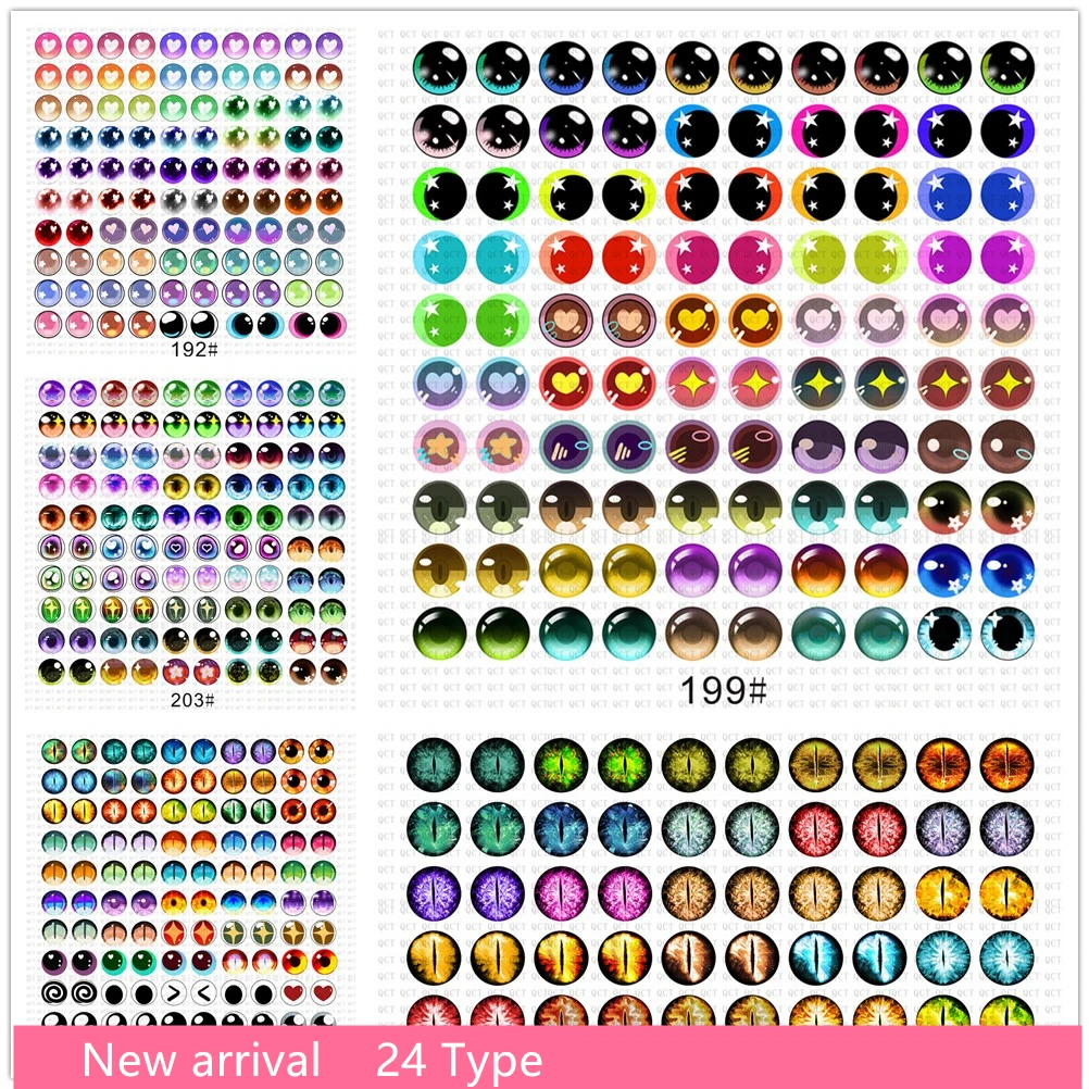 50Pcs 6/8/10/12mm Doll Glass Eye Round Dragon Cat Eyes In Pairs Flatback Cabochons Decoration Keychain DIY Akcesoria