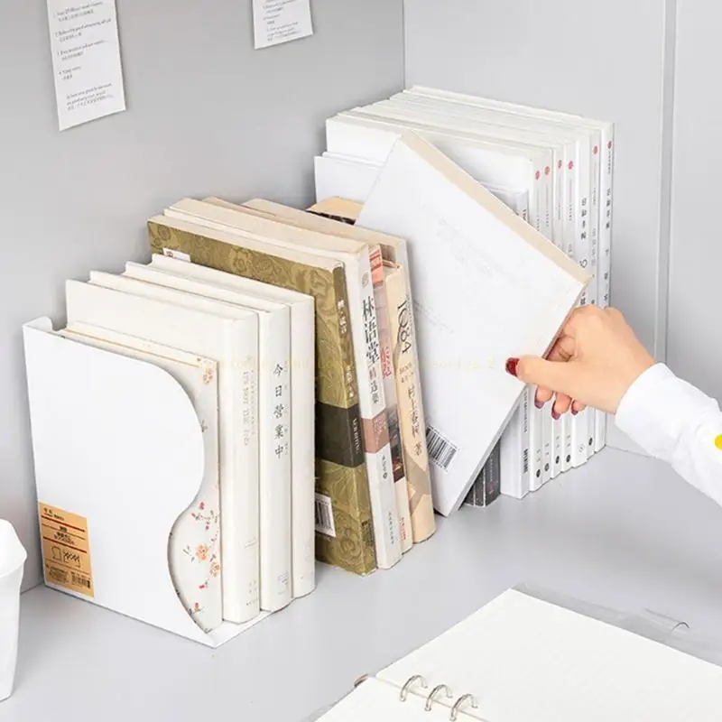 Simple White/Gray/Pink Solid Metal Bookends Desk Manadement Box Metal Thick Bookends Adjustable Flexible for Home Office