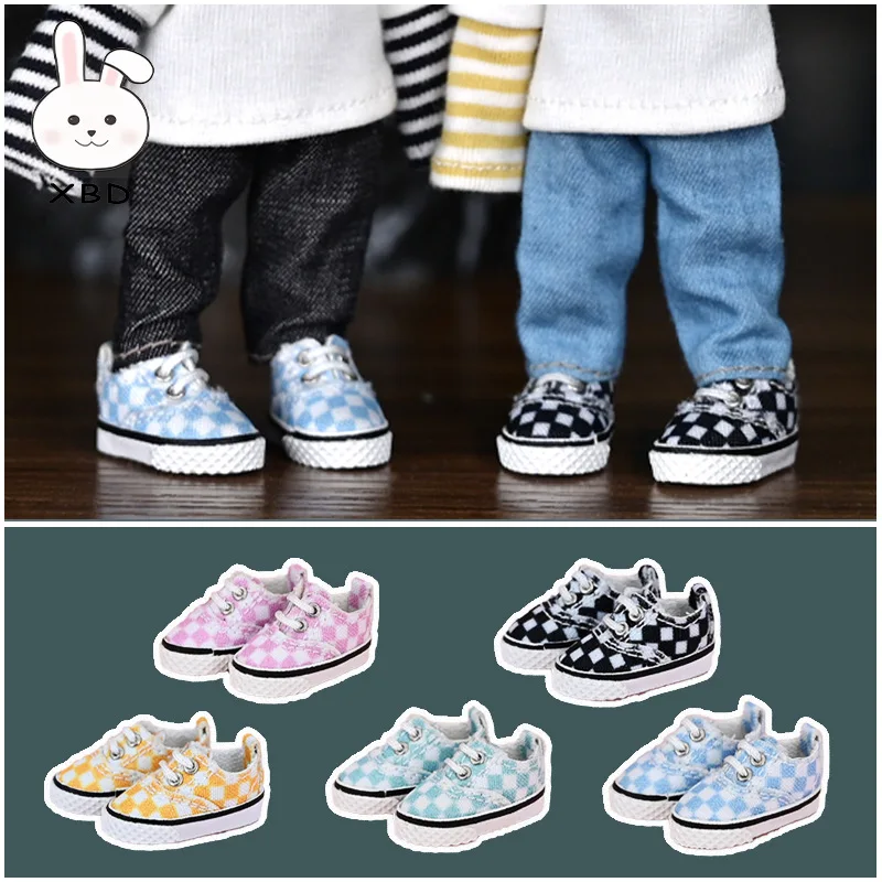 Ob11 Doll Shoes Canvas Shoes Obitsu 11 Sports Shoes With Grid Pattern For Molly, Obitsu 11 Holala, Gsc, Ymy, Ddf, 1/12bjd Doll